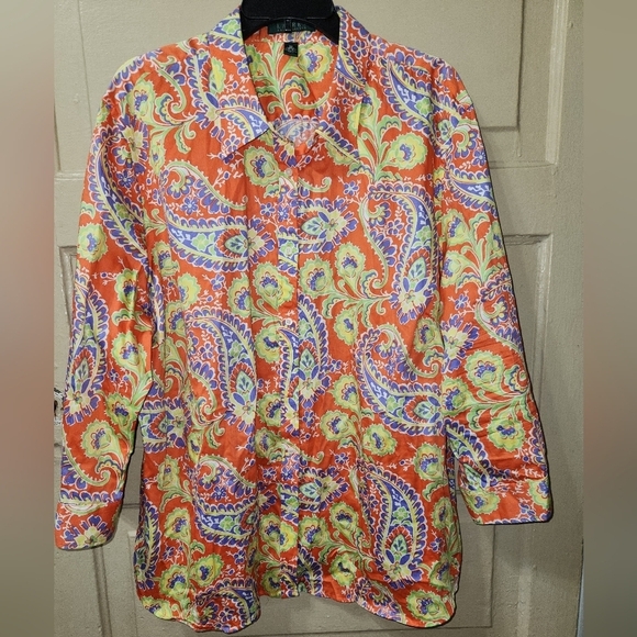 Lauren Ralph Lauren Tops - Lauren Ralph Lauren Y2K Multicolor Paisley 100% Cotton Poplin Button Down Shirt